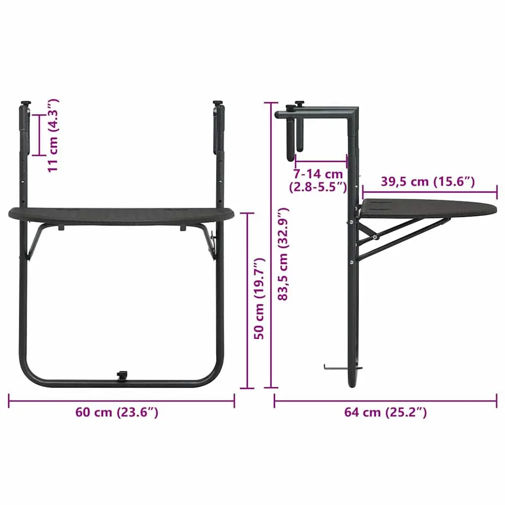Hanging Balcony Table with Sturdy Build