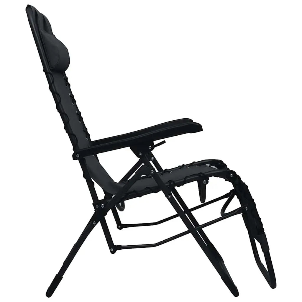 Black Textilene Folding Deck Chair for Relaxation