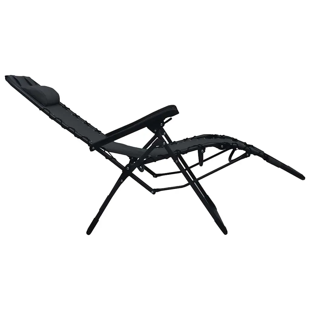 Black Textilene Folding Deck Chair for Relaxation