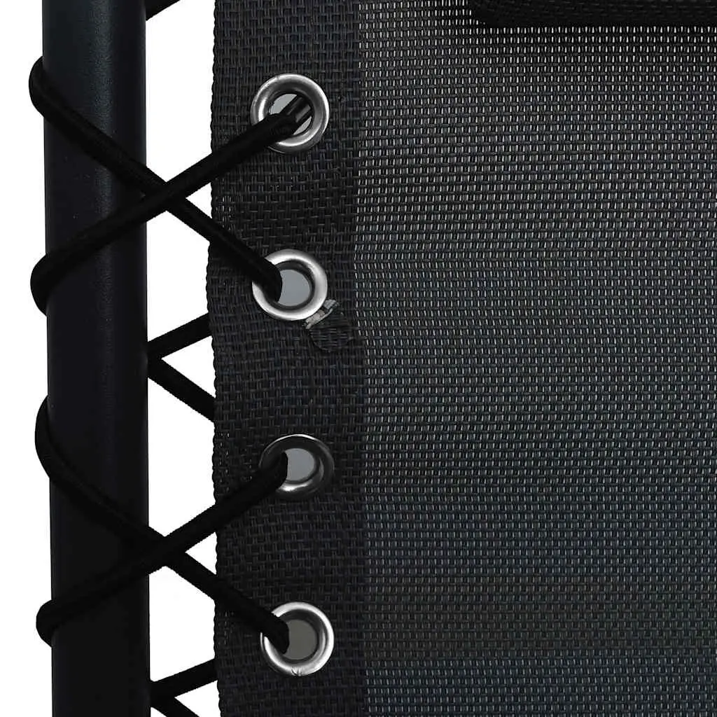 Black Textilene Folding Deck Chair for Relaxation