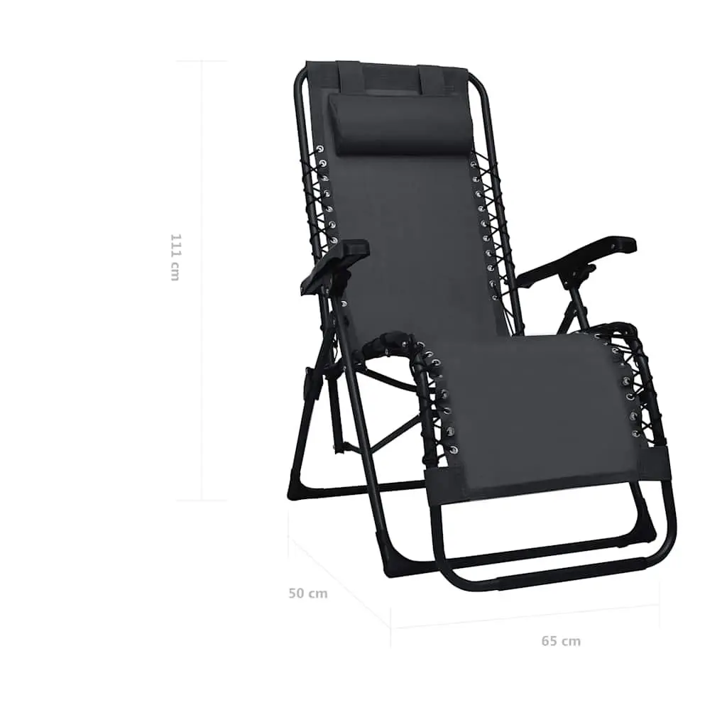 Black Textilene Folding Deck Chair for Relaxation