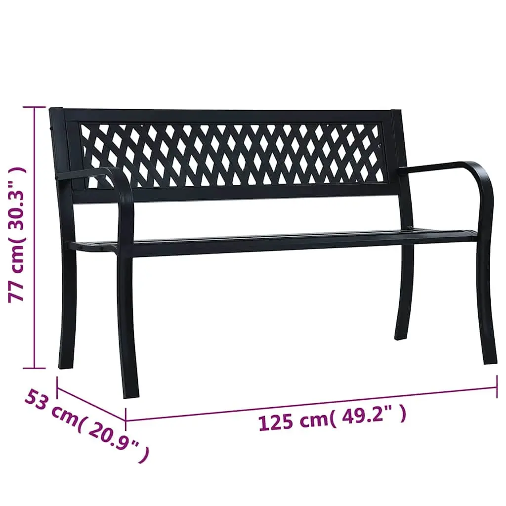 Outdoor Garden Bench Weather-Resistant 125cm Black