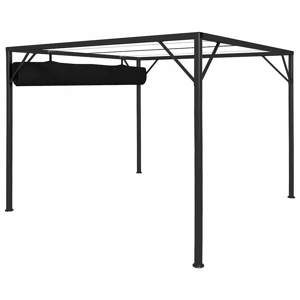Outdoor Canopy 3x3m Gazebo Retractable Roof Shelter Anthracite