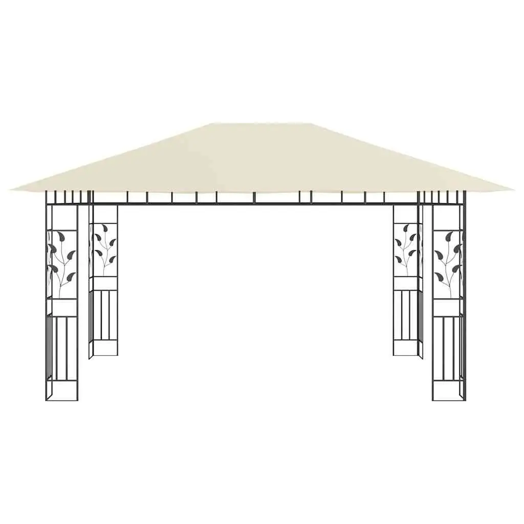 Garden Gazebo Mosquito Net Outdoor Canopy Shade Structure 4x3x2.73m Cream