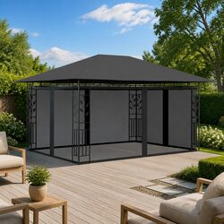 Garden Gazebo 4x3x2.73m Outdoor Canopy Mosquito Net Anthracite Sunshade