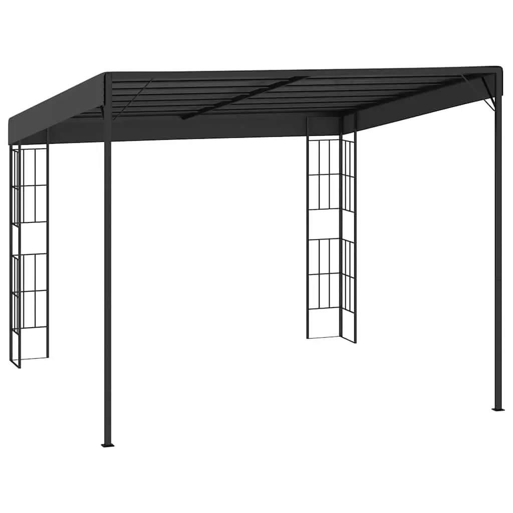 Outdoor Canopy Shade Wall-Mounted Gazebo Anthracite 3x3m Sun Shelter for Patios and Backyards