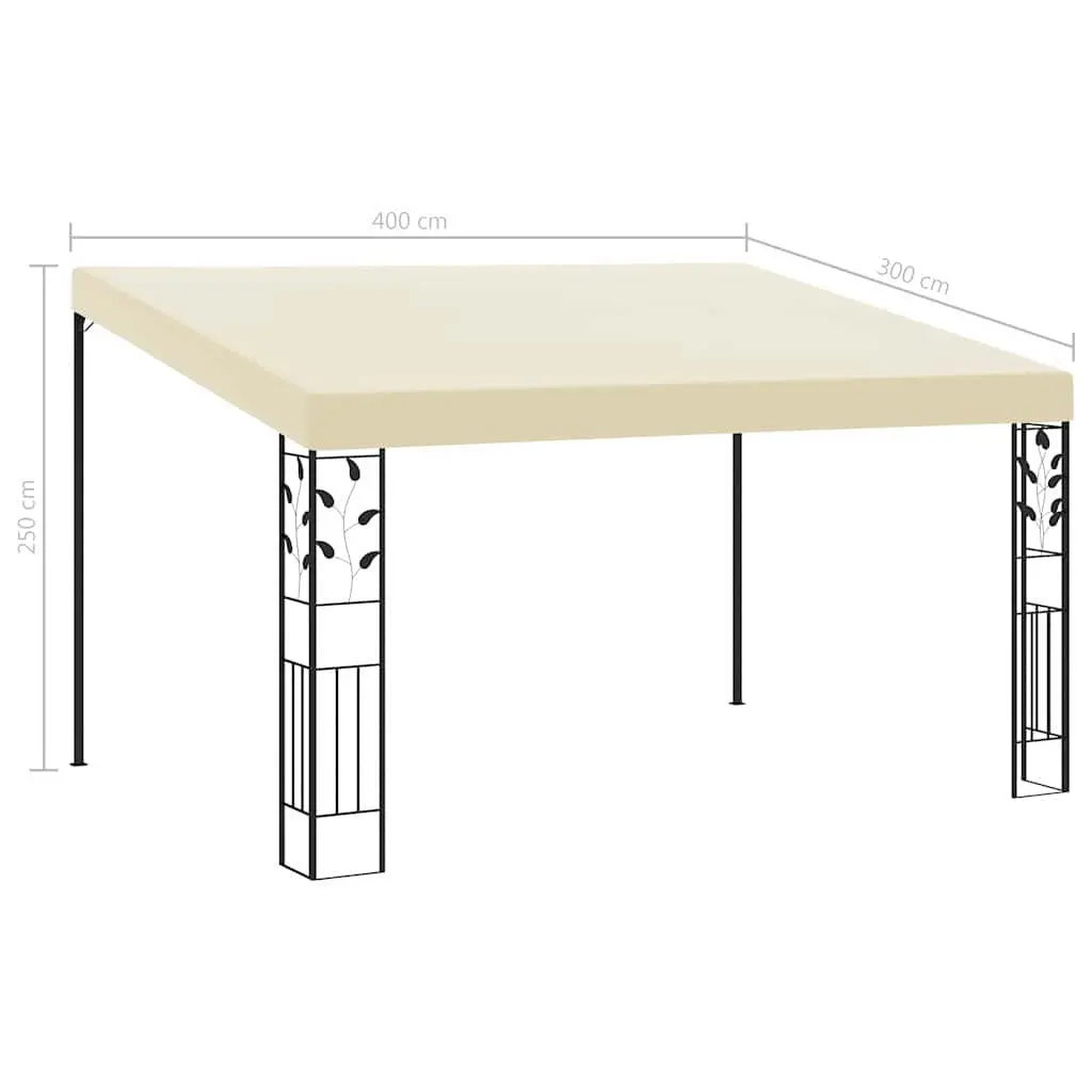 Wall-mounted Gazebo Outdoor Garden Shade Structure 4x3x2.5m Cream