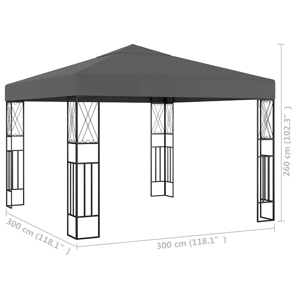 Gazebo Outdoor Canopy 3x3 m Steel Frame Vented Shade Anthracite