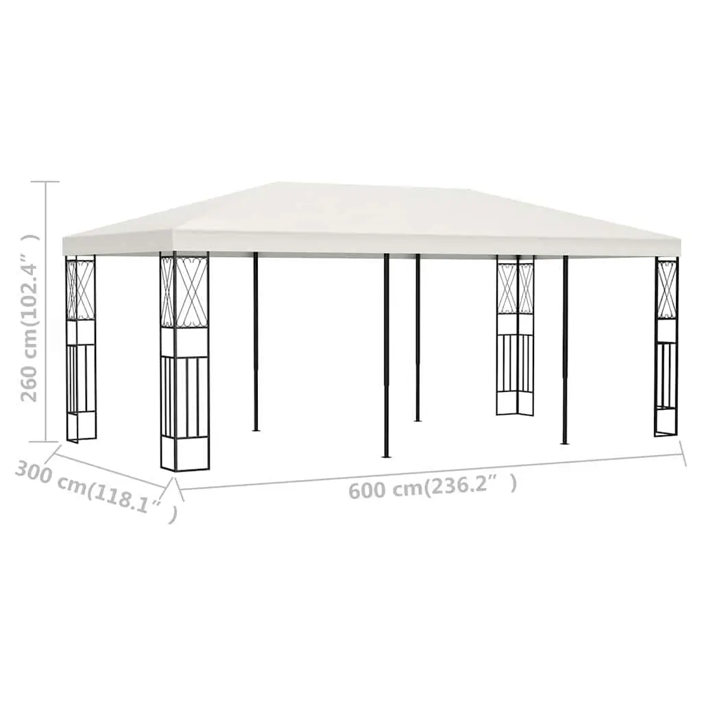 Outdoor Gazebo Steel Frame Garden Shade Cream Polyester Canopy 3x6m