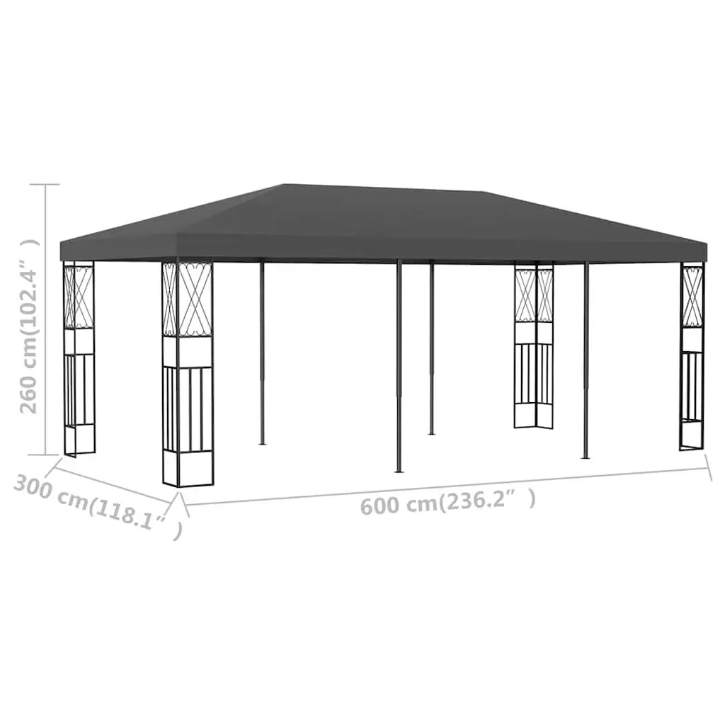 Gazebo Outdoor Shade 3x6 m Anthracite Steel Frame Polyester Roof