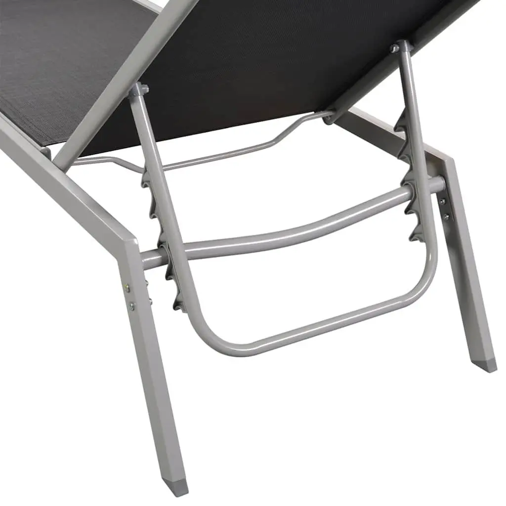 Sun Lounger Outdoor Daybed Garden Lounging Chair Steel Frame Textilene Black