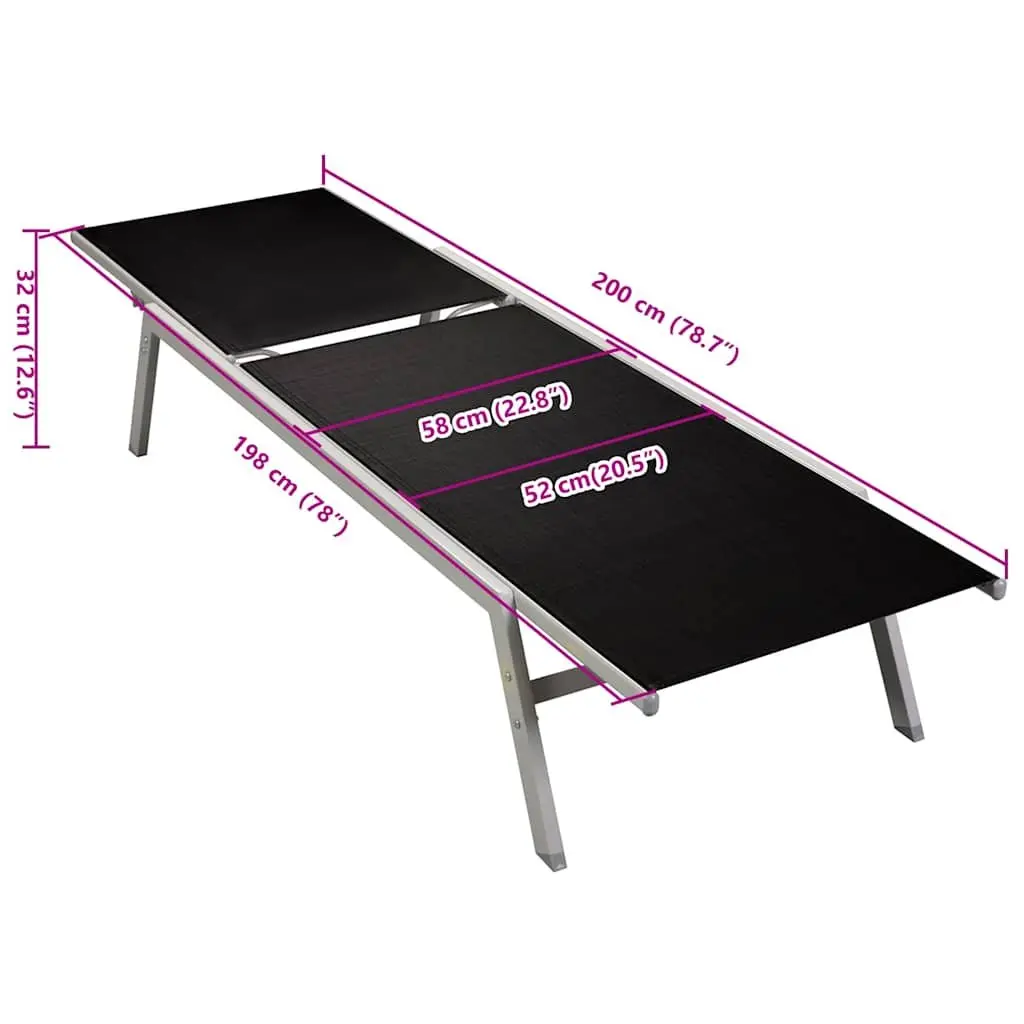 Sun Lounger Outdoor Daybed Garden Lounging Chair Steel Frame Textilene Black