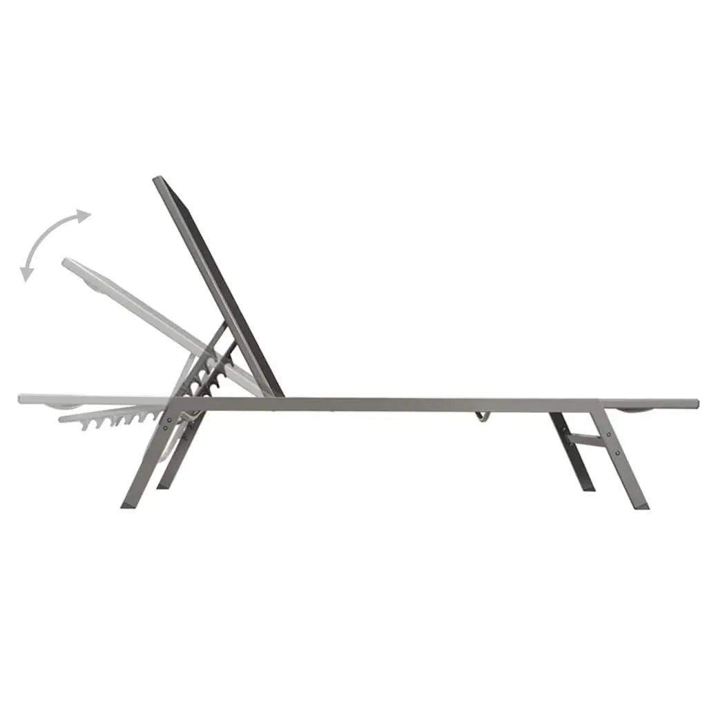 Sun Loungers Set 2 pcs Steel Frame Textilene Garden Outdoor Furniture Black