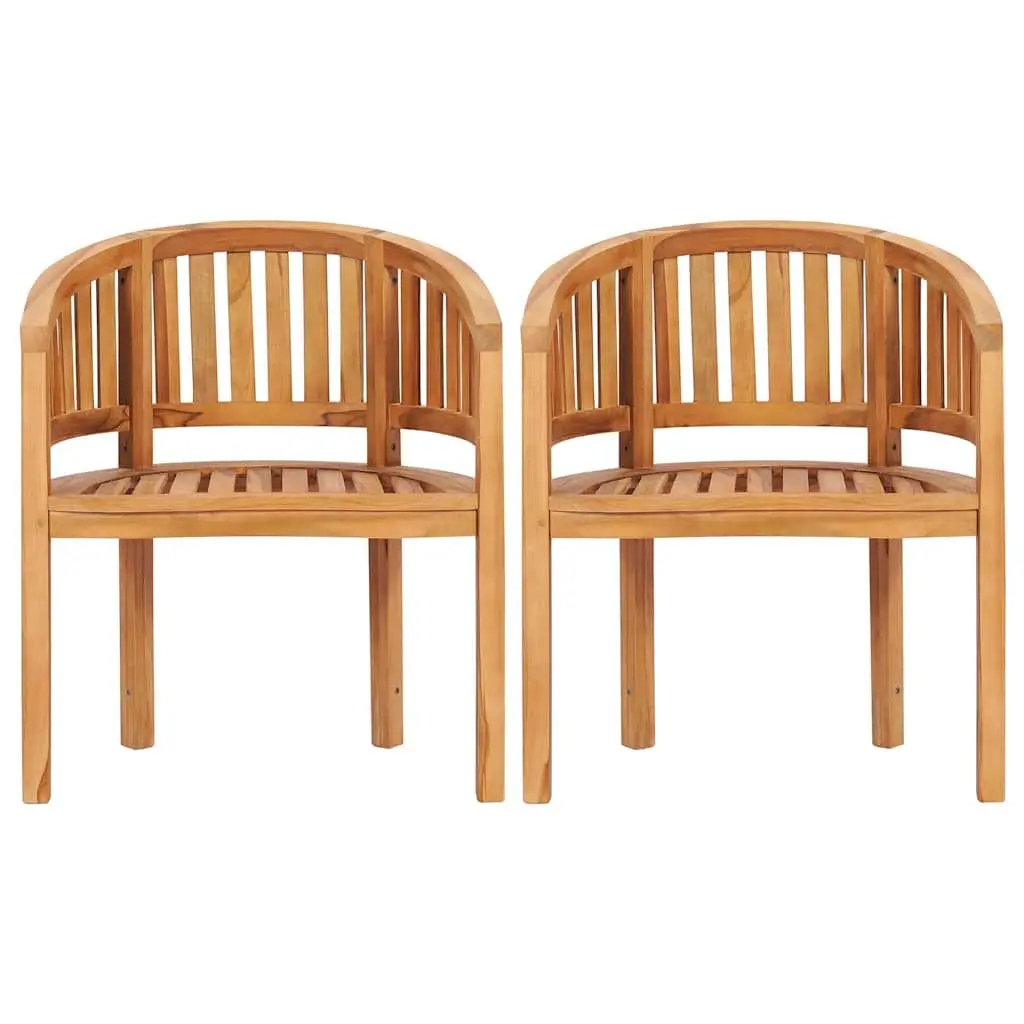 Banana Outdoor Chairs Garden Patio Seating 2 Piece Brown Teak Hardwood