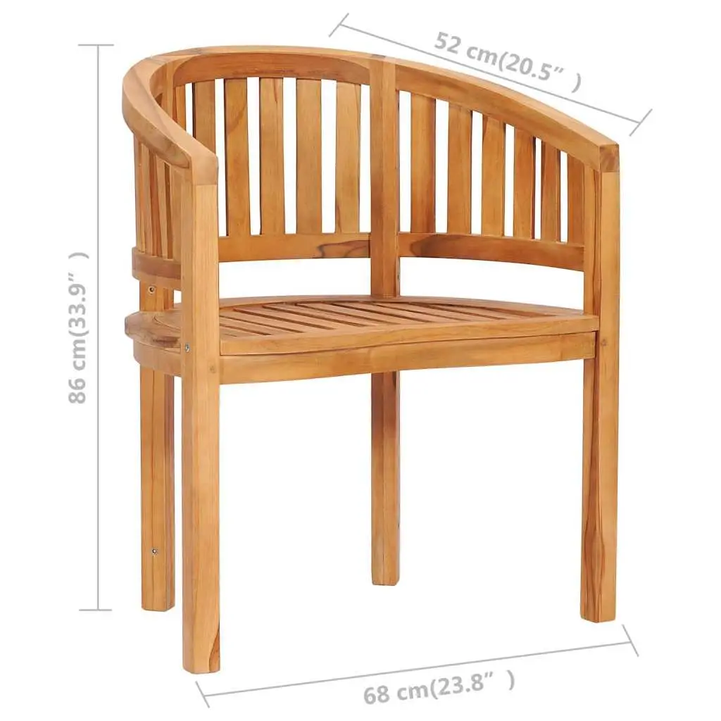 Banana Outdoor Chairs Garden Patio Seating 2 Piece Brown Teak Hardwood