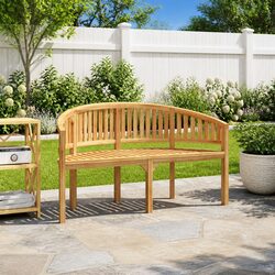 Reliable 3-Seater Outdoor Banana Bench for Gardens