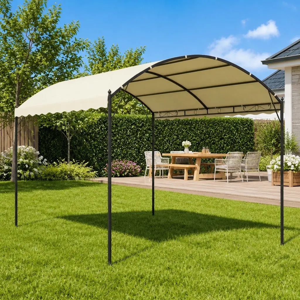 Gazebo Canopy Sun Protection Outdoor Garden Cream
