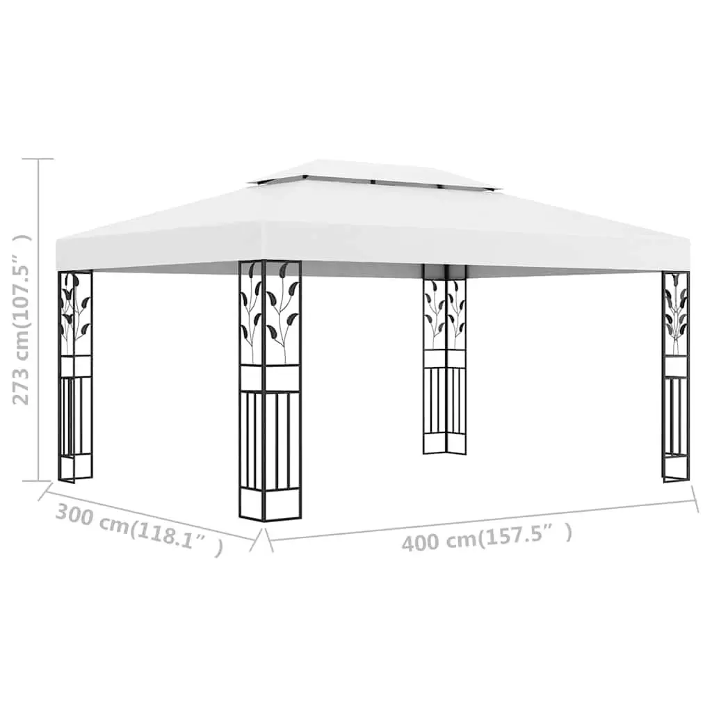 Gazebo Double Roof Outdoor Garden Canopy 3x4 m White