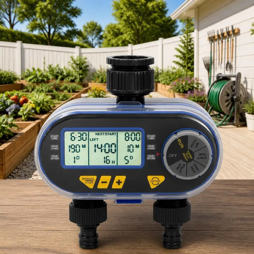 Digital Water Timer Automatic Sprinkler Controller Dual Outlet Multicolour