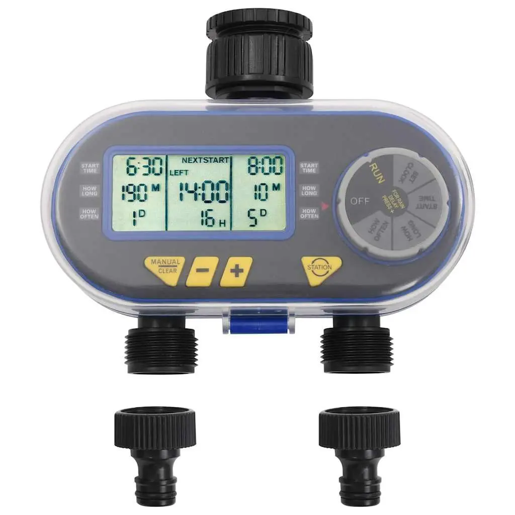 Digital Water Timer Automatic Sprinkler Controller Dual Outlet Multicolour
