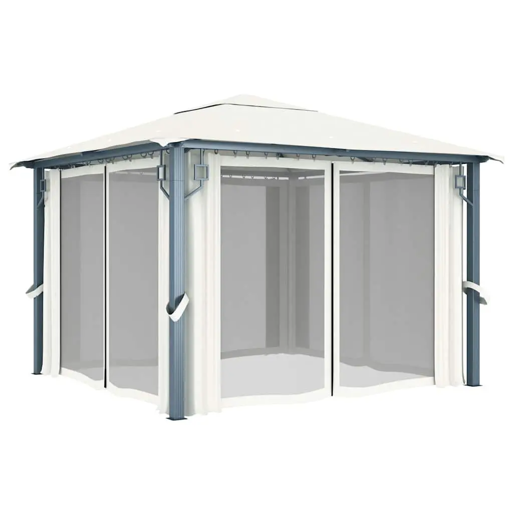 Gazebo Sunshade Shelter 300x300 cm Outdoor Cream with Curtains
