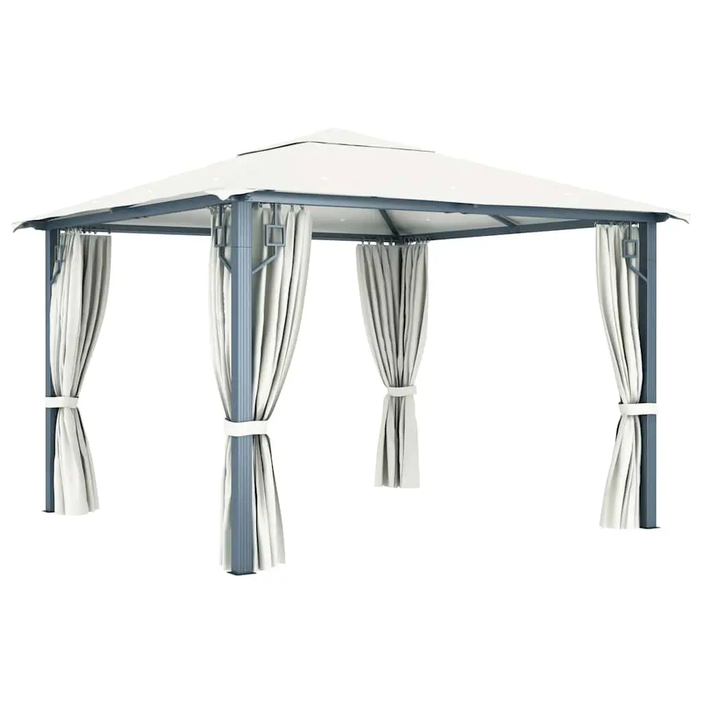 Gazebo Sunshade Shelter 300x300 cm Outdoor Cream with Curtains