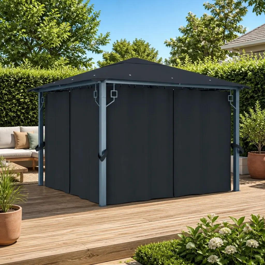 Gazebo Canopy Outdoor 300x300 cm with Curtain Sidewalls Anthracite