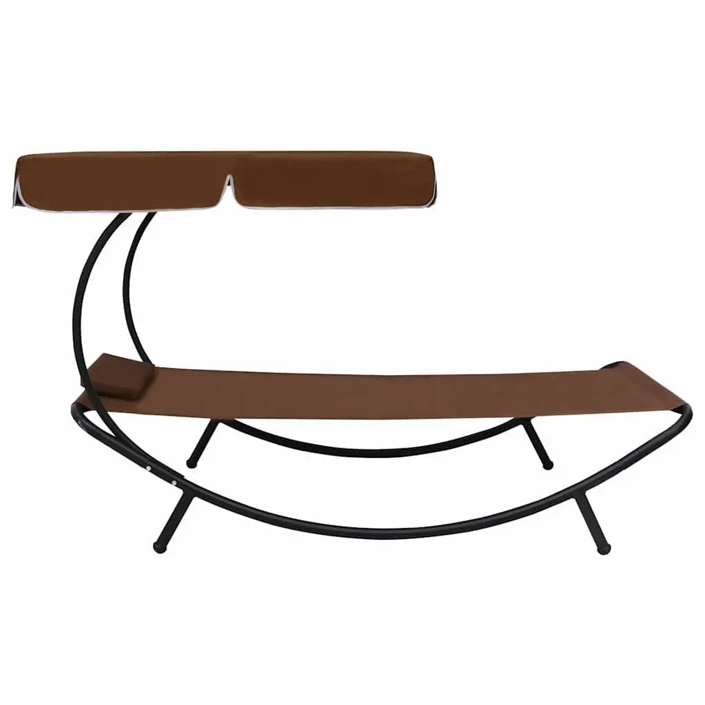 Outdoor Sun Lounger Bed Canopy Pillow Garden Patio Beach Relax Brown