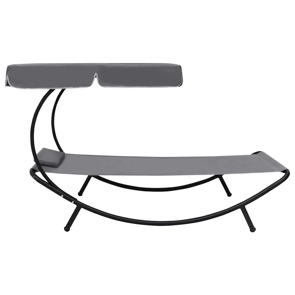 Outdoor Sun Lounger Bed Canopy Pillow Grey