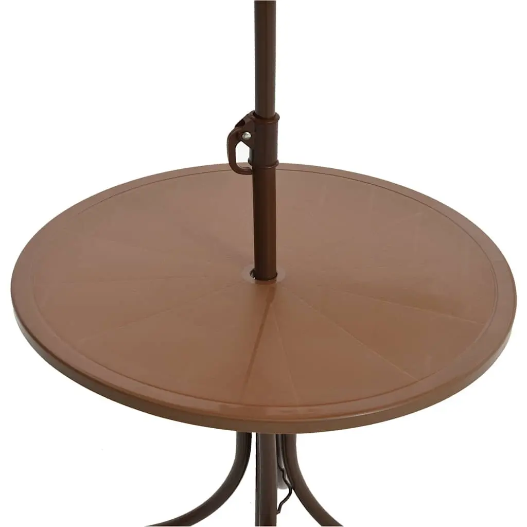 Kids Garden Bistro Set Outdoor Furniture Table Chairs Parasol Brown 3 Piece
