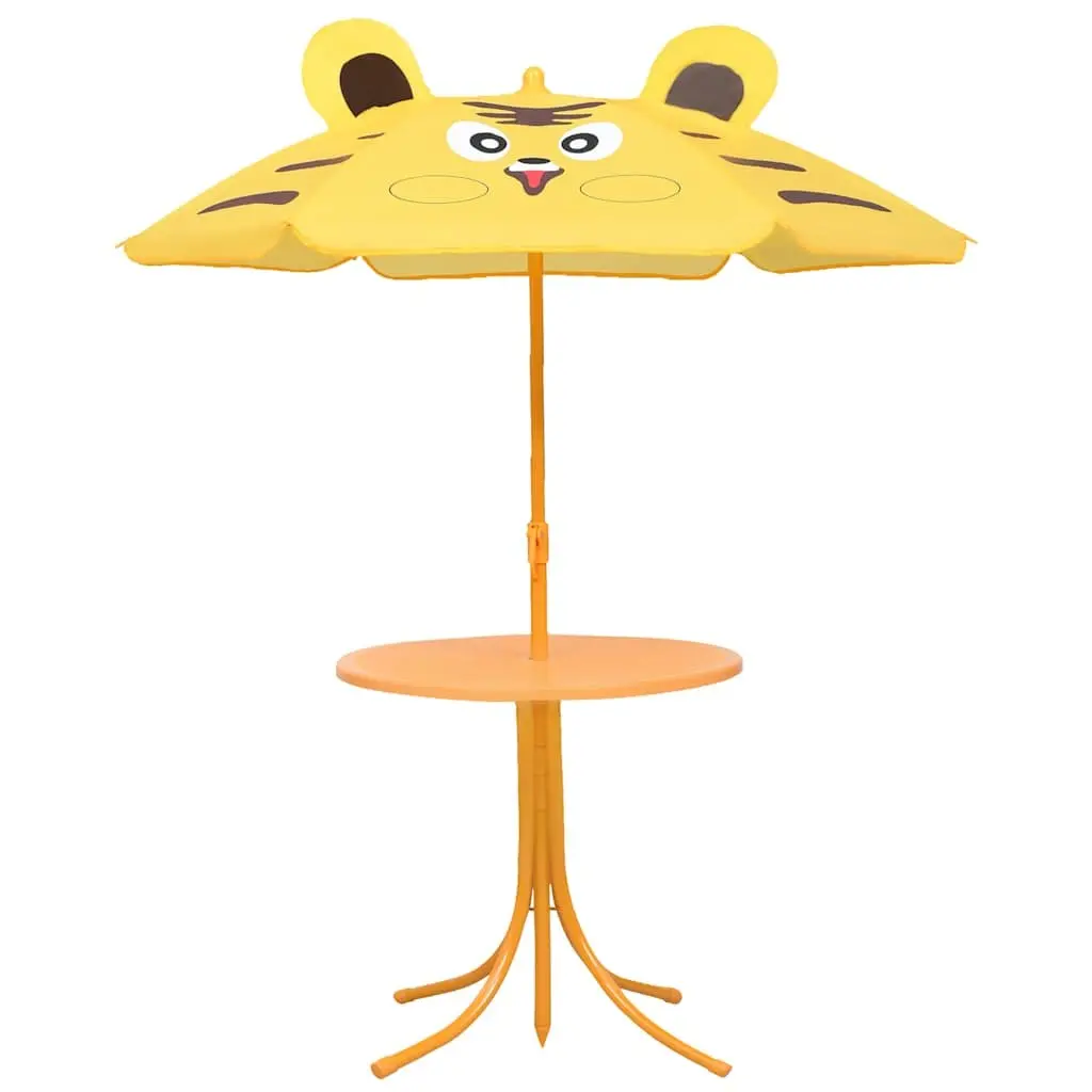 Kids Garden Bistro Set 3 Piece Yellow Outdoor Furniture Table Chairs Parasol