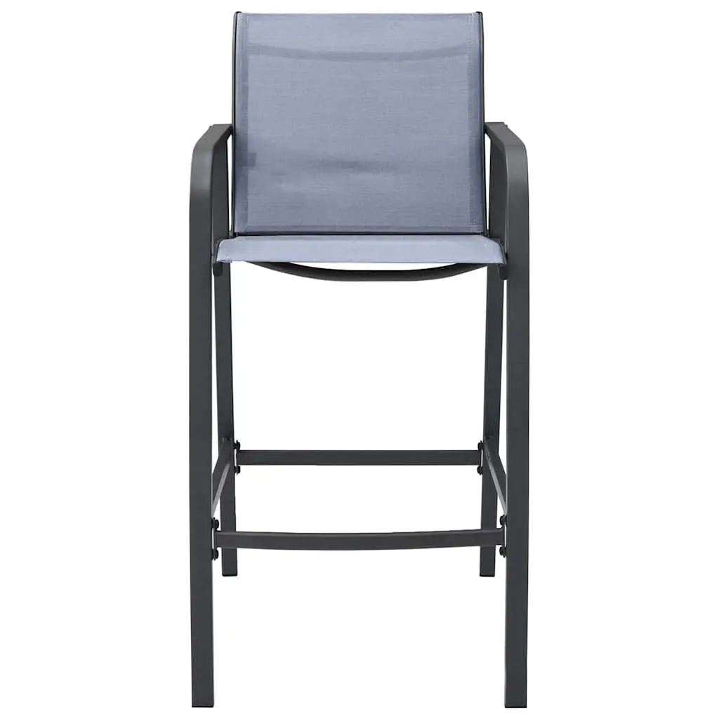 Outdoor Bar Chairs Set of 2 Grey Textilene Garden Patio Seating Furniture