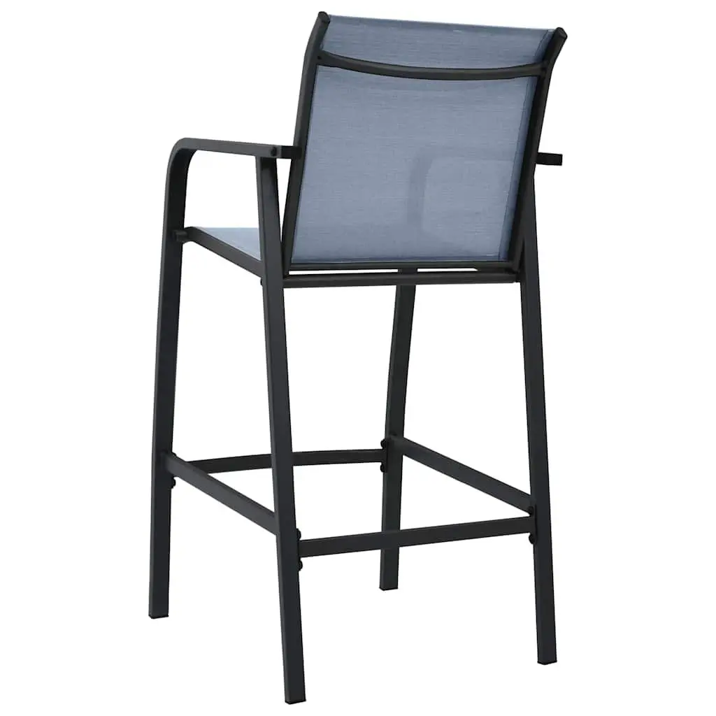 Outdoor Bar Chairs Set of 2 Grey Textilene Garden Patio Seating Furniture