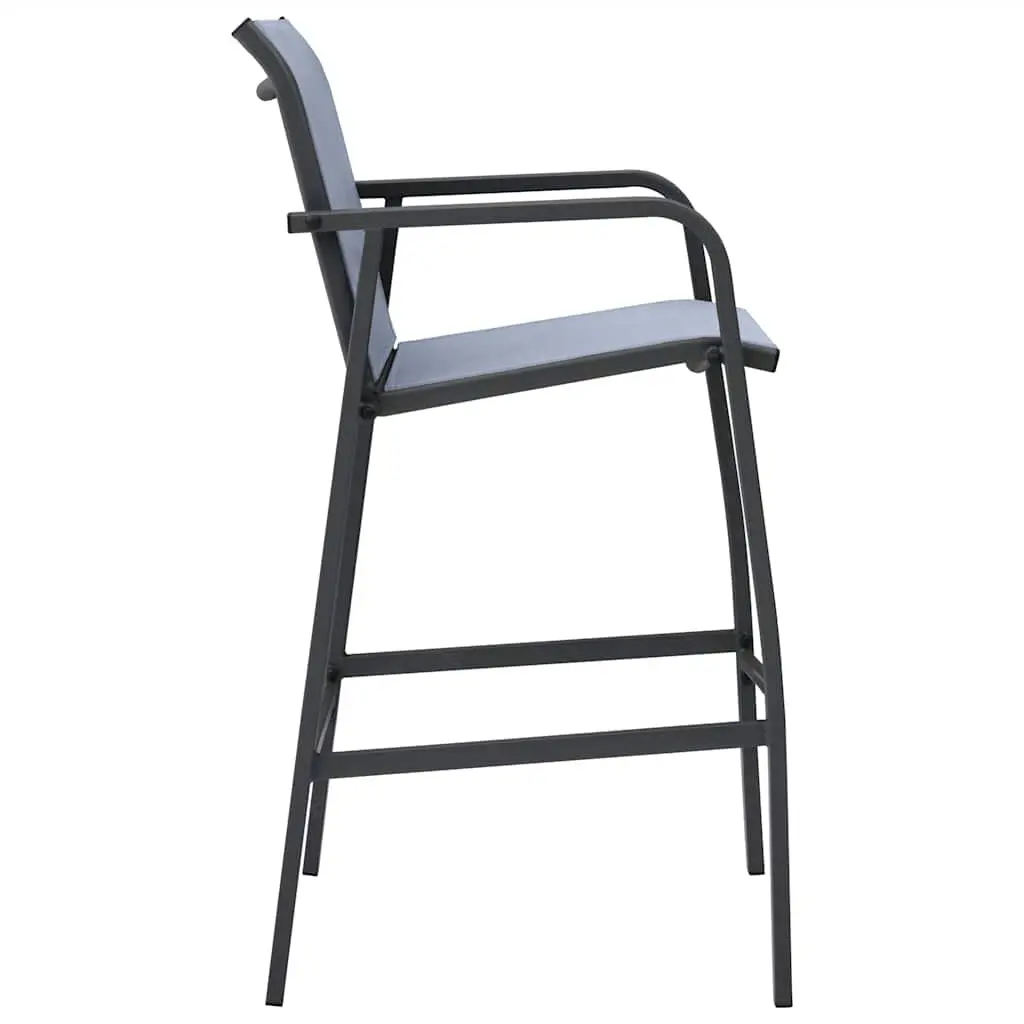 Outdoor Bar Chairs Set of 2 Grey Textilene Garden Patio Seating Furniture
