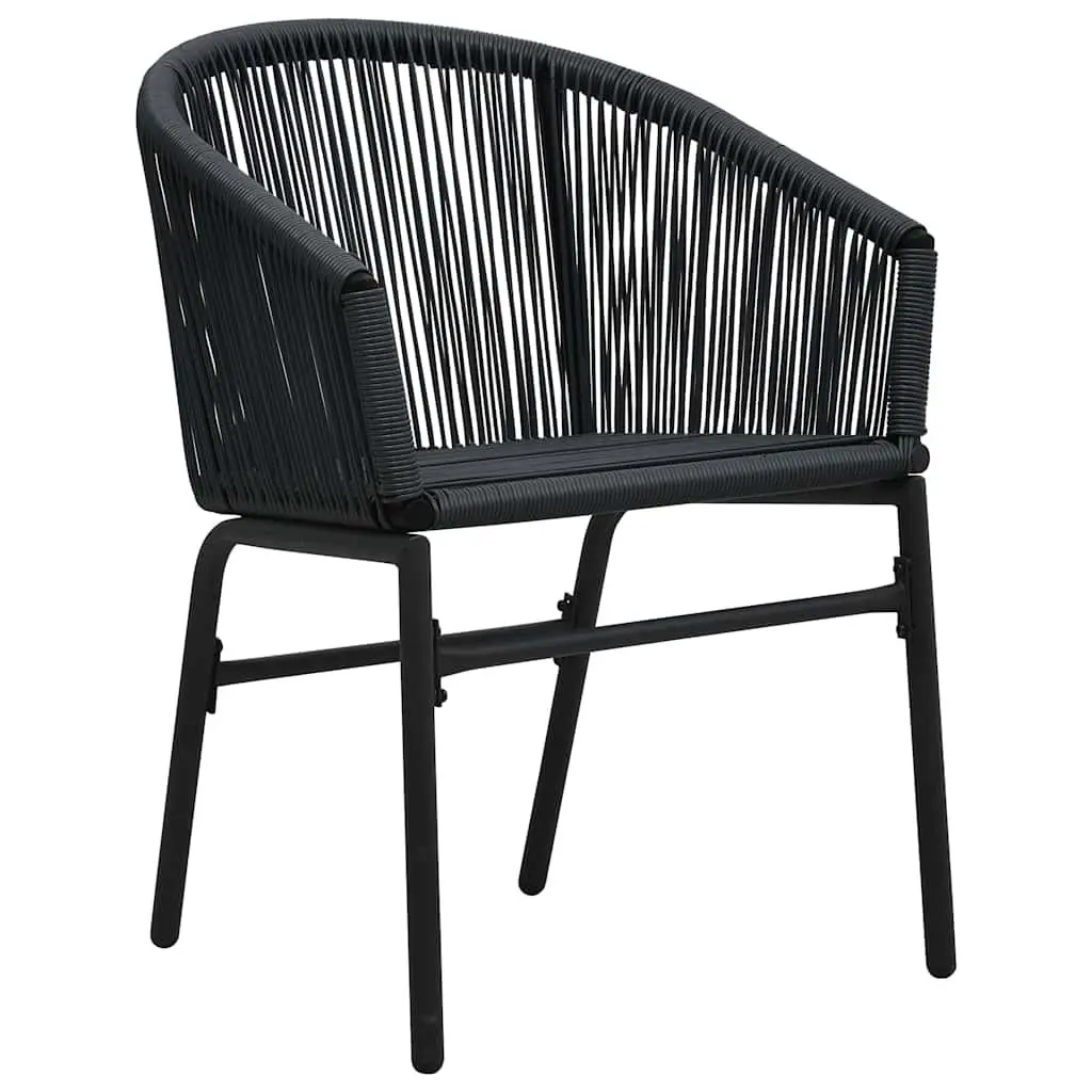 Outdoor Chairs Set 2 pcs Black Rattan Garden Seating