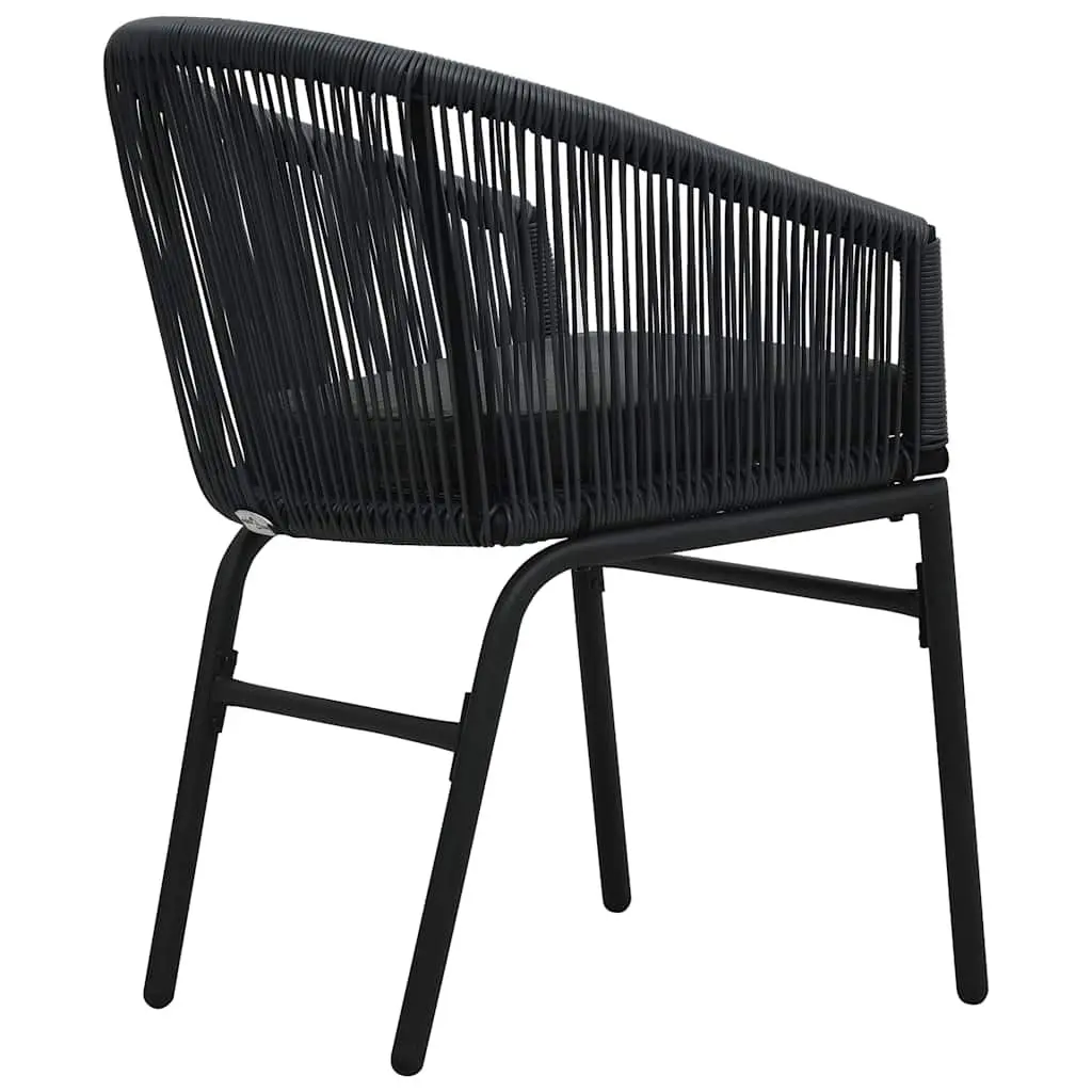 Outdoor Chairs Set 2 pcs Black Rattan Garden Seating