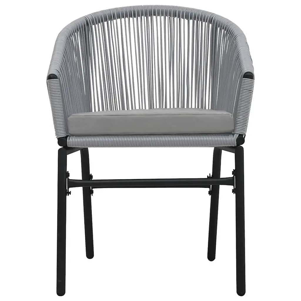 Outdoor Chairs 2 pcs Grey PE Rattan Garden Seating with Cushions Contemporary