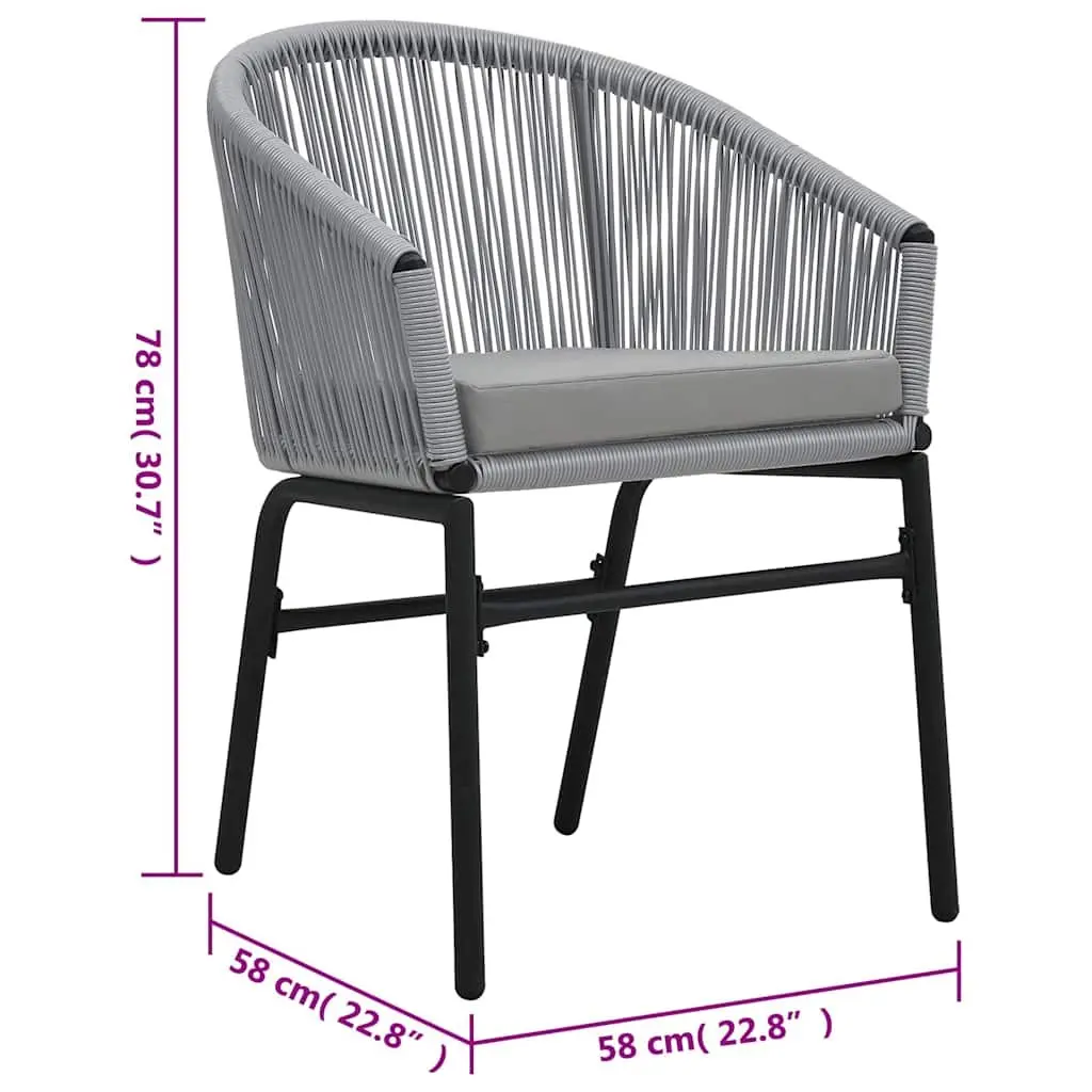 Outdoor Chairs 2 pcs Grey PE Rattan Garden Seating with Cushions Contemporary