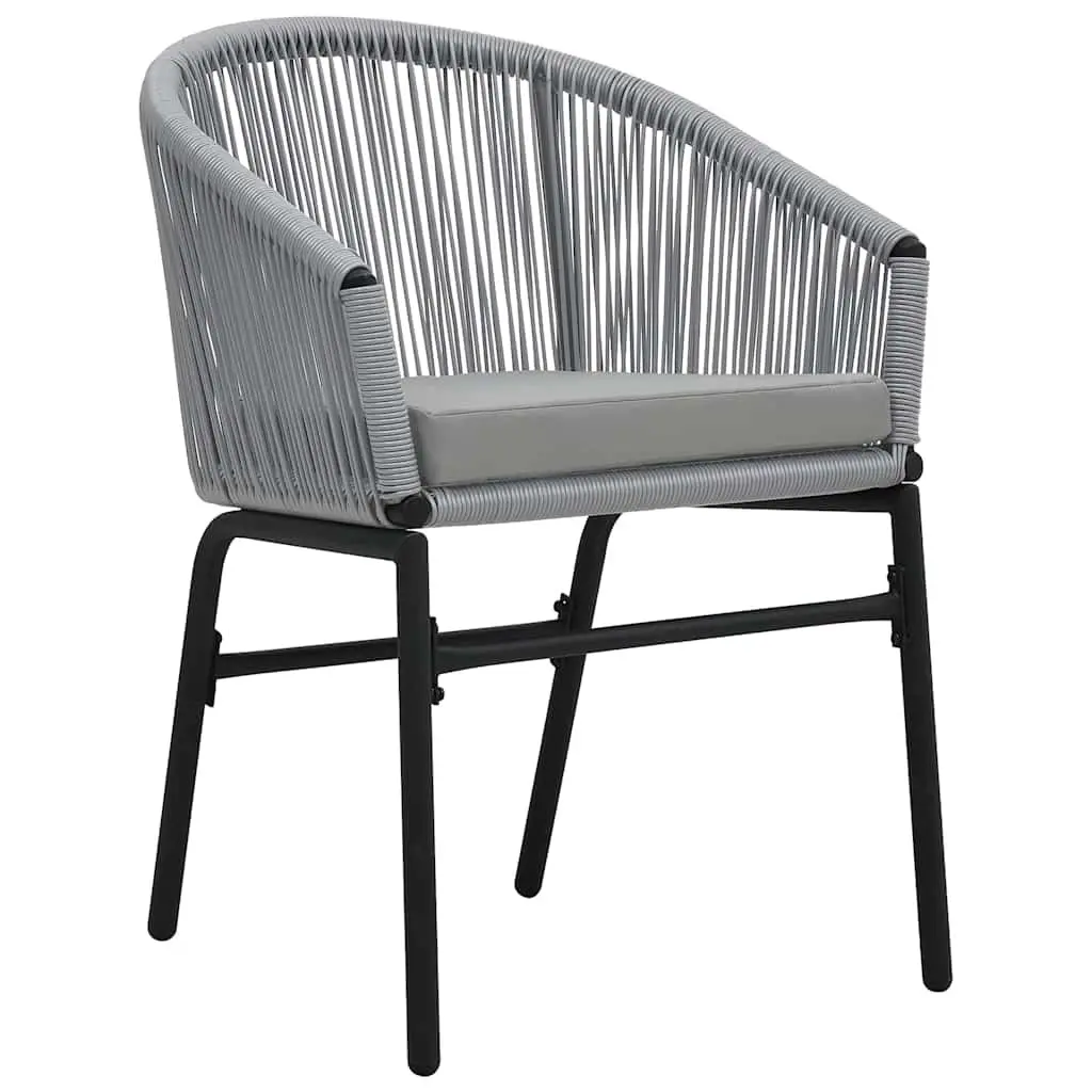 3 Piece Bistro Lounge Set Outdoor Cushioned Chairs Side Table Grey PE Rattan
