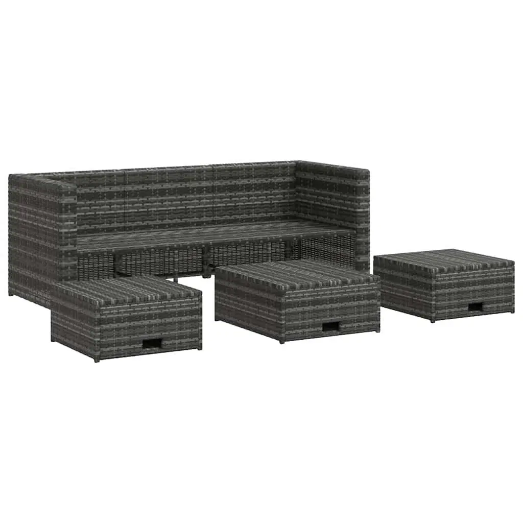 Garden Lounge Set Outdoor Furniture 4 Piece Grey Poly Rattan Sofa Table Cushions