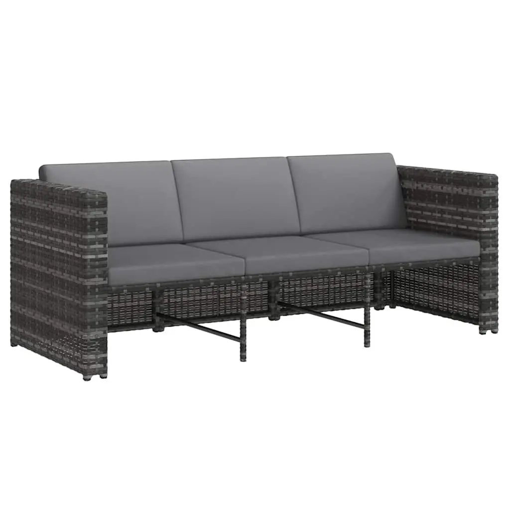 Garden Lounge Set Outdoor Furniture 4 Piece Grey Poly Rattan Sofa Table Cushions