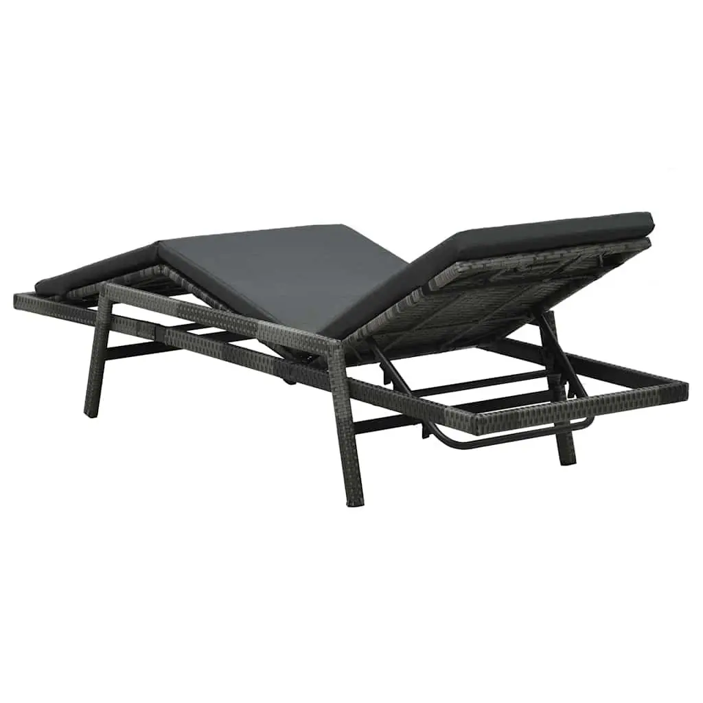 Sun Lounger Outdoor Garden Patio Reclining Lounge Chair Grey Poly Rattan