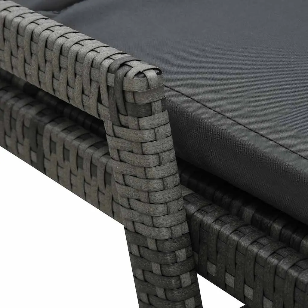 Sun Lounger Outdoor Garden Patio Reclining Lounge Chair Grey Poly Rattan