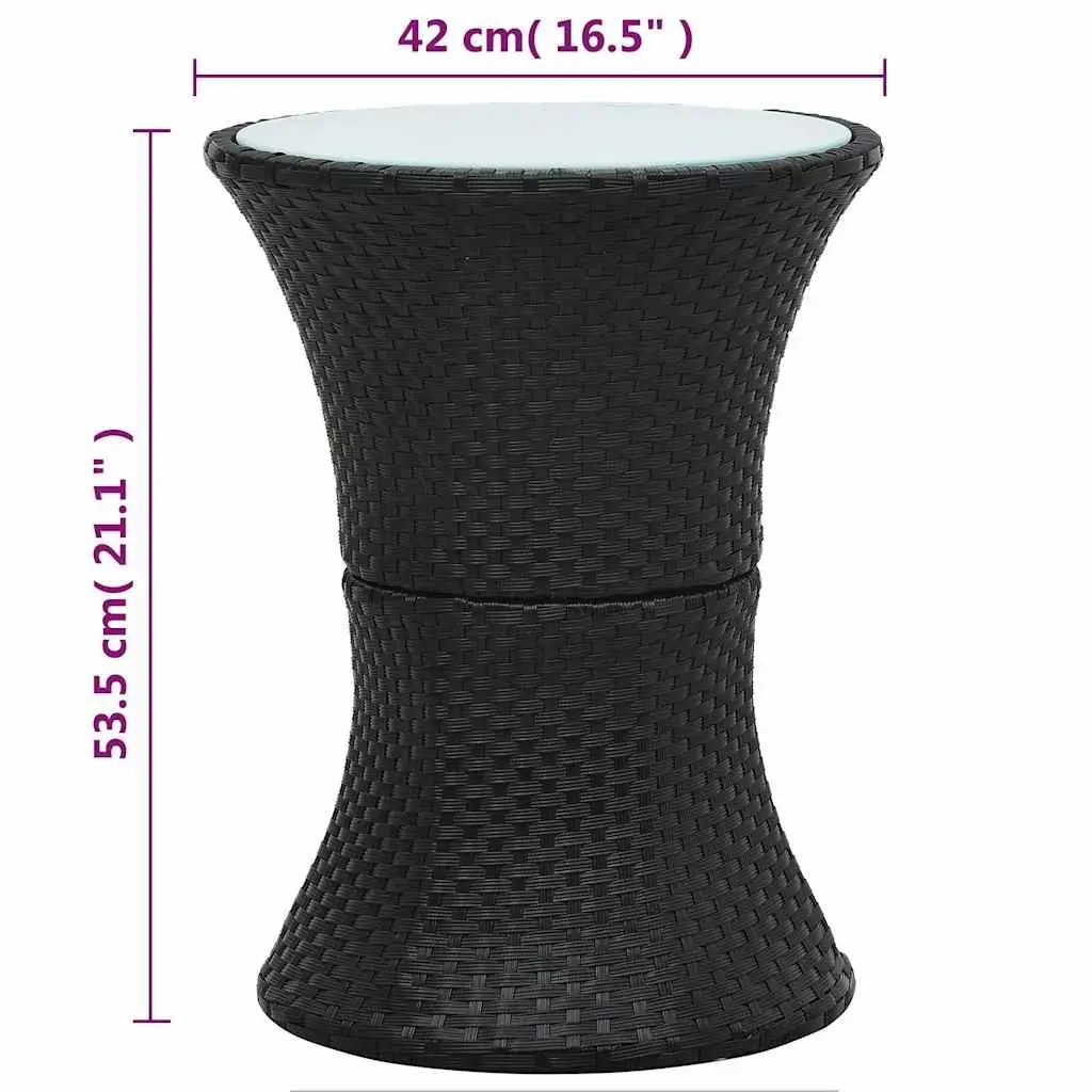 Outdoor Rattan Side Table Drum Shape Black Weather Resistant Easy Clean