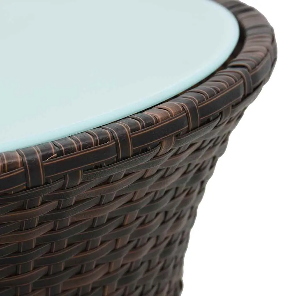 Drum Shape Garden Side Table Outdoor Furniture Brown Poly Rattan