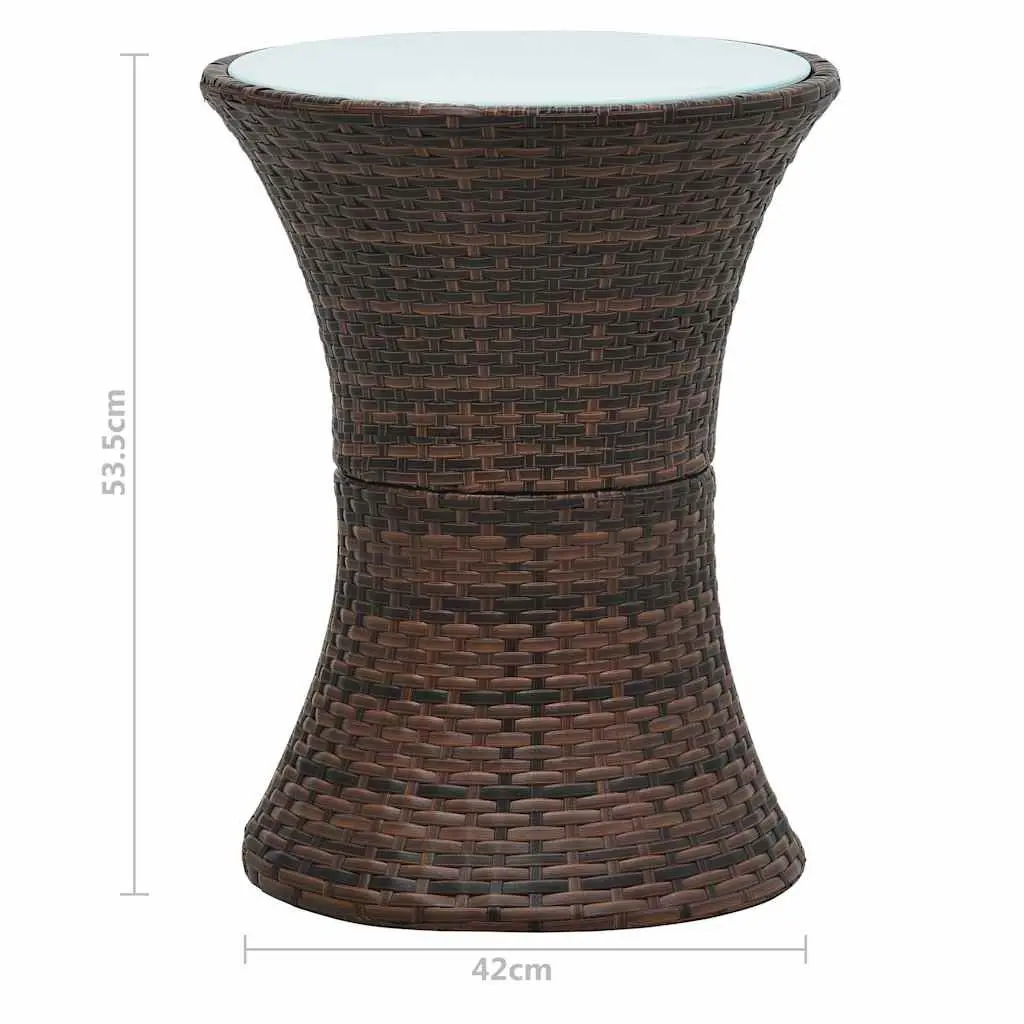 Drum Shape Garden Side Table Outdoor Furniture Brown Poly Rattan