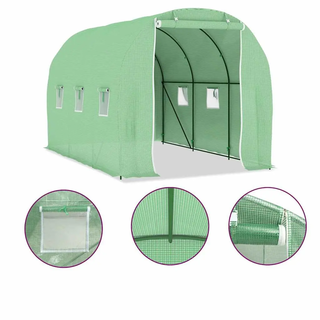 Greenhouse 6.86 m² Galvanised Steel Frame PE Mesh Garden Plant House Green