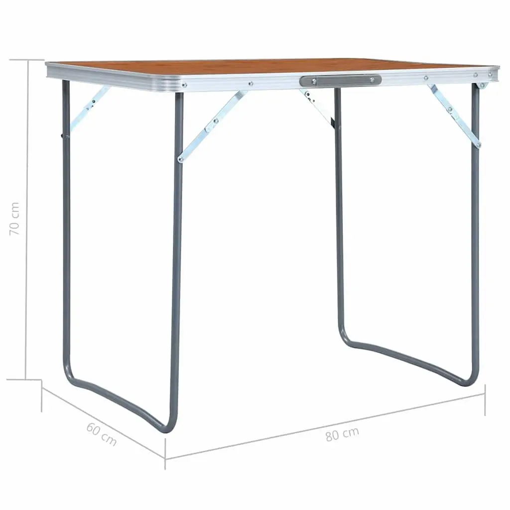 Foldable Camping Table Portable Outdoor Picnic Garden Furniture 80 x 60 cm Brown