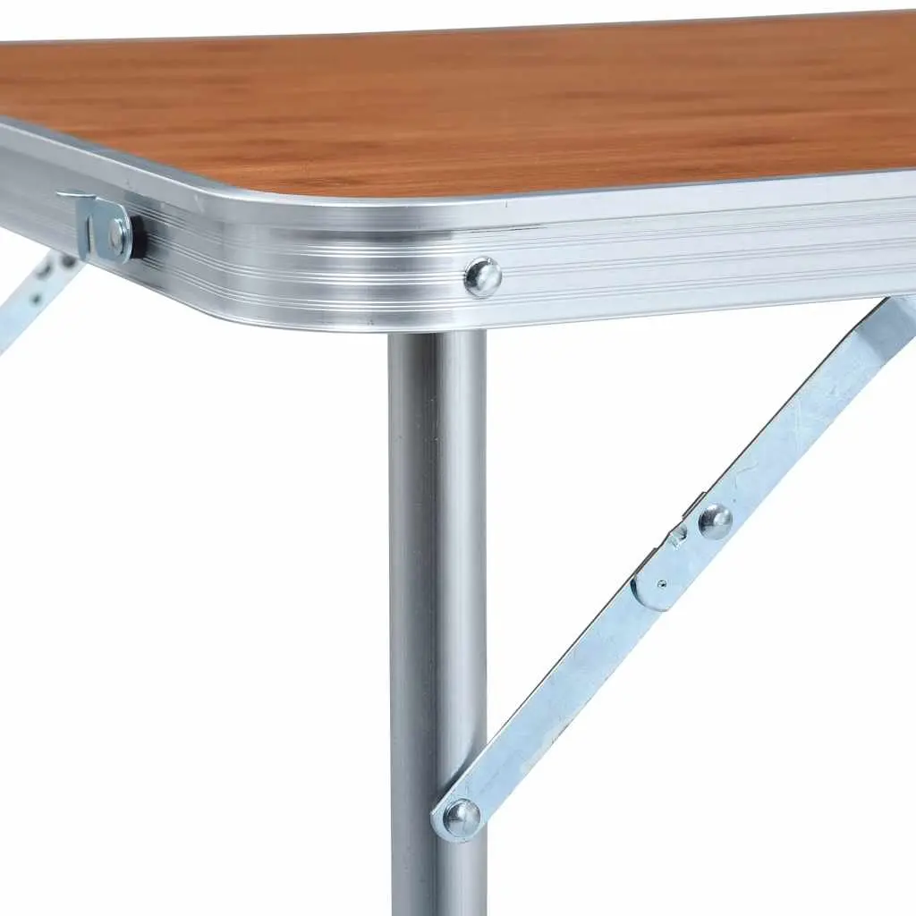 Adjustable Height Camping Table Portable Outdoor Picnic Garden Brown 120x60cm