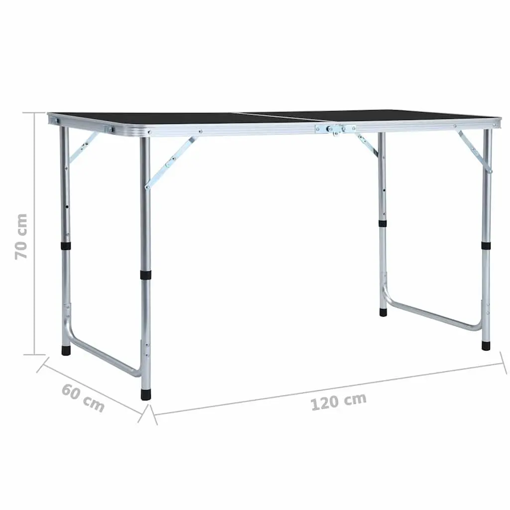 Foldable Camping Table Adjustable Height 55cm 62cm 70cm Grey Portable Outdoor Picnic Garden